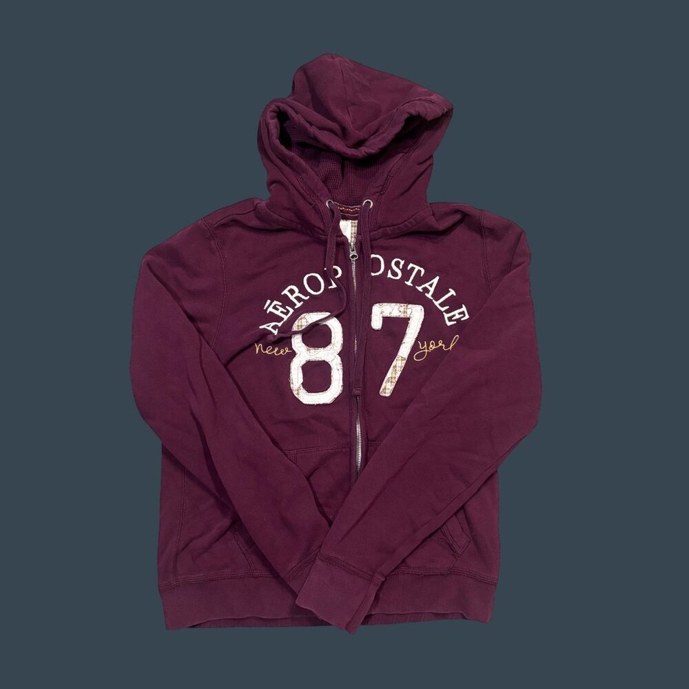 Aeropostale women XL Maroon Hoodie With Embroidered 87 New York